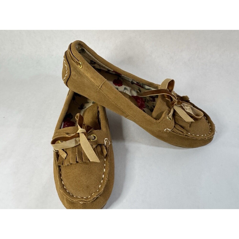 Cabela’s Womens Shoes 8 Tan Suede Moccasin Driving Loafer Flats Slipper